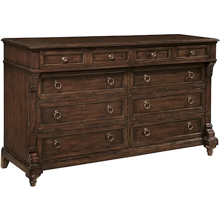 Eight-Drawer Dresser with Cedar & Felt-Lined Drawers Plus Traditional Molding Accents